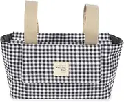 Walking Mum. I Love Vichy Pram Changing Bag with Short Handles for Stroller, Black, 31 x 17 x 12 cm