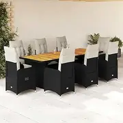 Garden Bistro Set Poly Rattan, Table Chairs, Comfy Cushions, Backyard Furniture, Outdoor Patio, Balcony Set, Porch Seating, for Garden, Patio & Decks