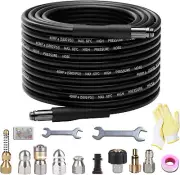 Kink Resistant 160FT Pressure Washer Hose Kit, 1/4" 5800 PSI Sewer Jetter Kit