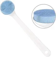 V-TOP Silicone Back Brush with Long Handle, Bath Body Scrubber Brush for Shower with Soft Bristles, Perfect Back Exfoliation Brush for Men and Women, BPA free, Non-Slip (Blue)