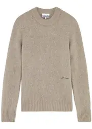 Ganni Logo-embroidered Alpaca-blend Jumper - Beige - M (UK12 / M) M (UK12 / M)