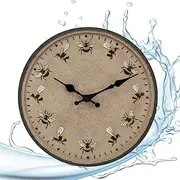Bee Large Yard Clocks - Bee Outdoor Clocks | Retro Vintage Wall Clock Outdoor, Outside Clock Accurate Time Display, Waterproof Design Bee Theme Design for Garden, Patio and Balcony