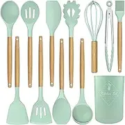 12PCS Silicone Cooking Utensils Kitchen Set - Spatula, Turner, and Utensil Set (Green)