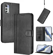 [PU Leather+Case] Compatible with Motorola Edge X30 5G XT2201 Cover,Compatible with Motorola Edge 30 Pro 5G XT2201 / Edge Plus (2022) XT2201 Flip Stand Card Slot Wallet Lanyard Black