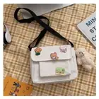 Female Canvas Bag with Plush Pendant Handbags Diagonal Bag Student Girl Women