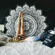 Mandala Indian Tapestry Flower Bohemian Bedspread Handmade Wall Decor Covering