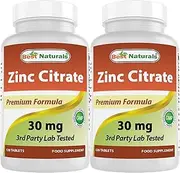 Best Naturals Zinc Citrate 30 mg - Immune Support - 120 Tablets (120 Count (Pack of 2))