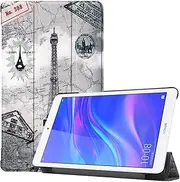 LYX Retro Tower Pattern Colored Painted Horizontal Flip PU Leather Case for Huawei Honor Tab 5 8.0, with Three-Folding Holder High Tech