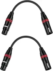 Rannsgeer 0.5 Ft XLR Male to XLR Female Microphone Cable R7200 (6 Inch 2 Pack)