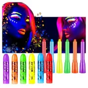 Glow in The Black Light Face Paint Crayons Kit, Light, Neon
