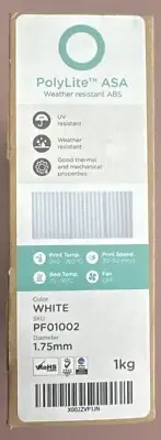 ASA POLYLITE 1.75Mm White, 1Kg 3D Printer Filament, Heat & Weather Resistant