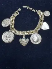 Vintage JBK Camrose&Kross Charm Jacqueline Kennedy Gold tone Bracelet 7" NEW COA