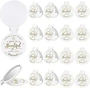 Gulfmew 18 Pcs 2.76 Inch Inspirational Compact Mirror Bulk Party Favors Purse Small Mirror Pocket Mini Gifts for Women Adult Coworker Mother's Day Teacher Graduation Friends (White)