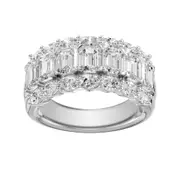 Bevilles Emerald and Oval Cut Dress Ring with 3.00ct of Laboratory Grown Diamonds in Sterling Silver