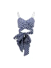 Navy & White Ritual Plaid Wrap Around Crop Top