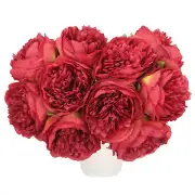 Artificial Flower Heads, Silk Peony Plants Hydrangea Red Faux Flowers 20Pcs