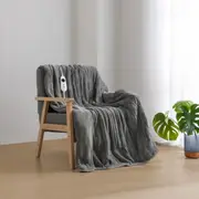 Dreamaker Coral Fleece Heated Throw Blanket Silver