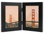4x6 Hinged Picture Frame Displays 2 Photos Double Frames with Glass Side by Side