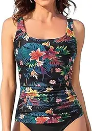 Tankini Tops for Women Swimwear Top Only Tummy Control Bathing Suit Top No Bottom Modest Swim Top