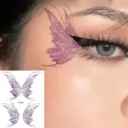 Butterfly Face Tattoo Sticker Temporary Purple glitter eyes make up Face gem fes