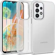 [Btstring] Case for Samsung Galaxy A23 with 2 Screen Protectors, Minimalist Translucent Matte Protective Case, Shockproof, Scratch-Resistant, Anti-Fingerprint Case, Transparent