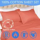 100% Egyptian Cotton Flat Fitted Bed Sheet Set 2000 TC Single/Twin/Queen/King