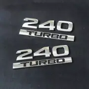 2 Sets 240 TURBO Chrome Black Metal Emblem Sticker Badge Decal Car Racing 3D SUV (for: Peugeot)