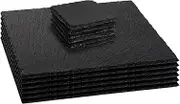 Argon Tableware 12 Piece Square Slate Placemats & Coasters Set - Black Natural Stone Dinnerware Plate Placemats Drink Mats for Kitchen, Home, Bar, Restaurant, Weddings, Events