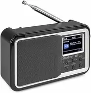 Audizio DAB+ Portable Radio with Bluetooth with FM, Clock, Alarm & Sleep Modes | DAB Rechargeable Battery Powered Radio | 60 Digital Radio Presets | 6.3 x 11 x 18.7cm Small Radios | 15w | Black