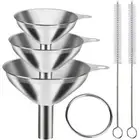 5Pcs Stainless Steel Funnel Oil Wine Variety Liquid Funnel Filter Kitchen Tool