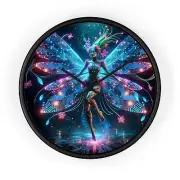 Home Decor Wall Clock Radiant Cybernetic Fairy Digital Art