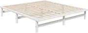 OIKITURE Wooden Bed Frame King Size, Bed Frame Platform with Reinforced Slats - Compatible with Australian-Sized Mattresses, 203x183x30cm