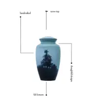 Titanic Ship Design | Large Blue Cremation Urns Adult Human Ashes | 200 Cubits |