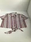 CHARLOTTE RUSSE Womens Polyester Striped (M) Midriff Blouse w/Front Tie.