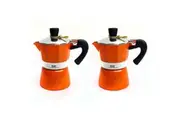 2PK Coffee Culture Aluminium 1Cup Espresso Stovetop Coffee Maker Brew Pot Orange