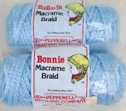 2 Pack VTG Pepperell Bonnie Macrame Braid Cord Light Blue w/pearl 6mm - 50 yds.
