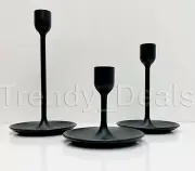 SET of 3 - Ikea FULLTALIG Candlestick Candle Holder Metal, Black - NEW