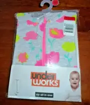 Underworks Girls Baby Zip All In One Bodysuit Size: 1 /12-18 months