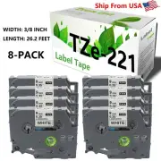 (8-Pack, 3/8") TZe-221 Label Tape TZ221 TZe221 for PT-D400 P-Touch Label Makers