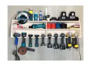Factory Crafts Cordless Drill Tool Holder Organization Storage Rack Wood Shel...