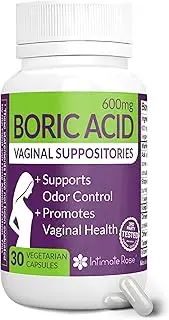 Boric Acid Vaginal Suppositories - 30 Count (600mg) + 7 Applicators - Made in USA - Helps Fight Against BV, Yeast Infections, Odor - Promote pH Balance for Women Vaginal Health
