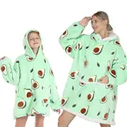 Winter Blanket Plush Fleece Family Matching Hoodie Girl Sweatshirt Avocado Homewear KidSize