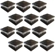 12 Pack 6x6 Brown Color Plastic Outdoor 5 LED 78Lumens Solar Post Cap Light