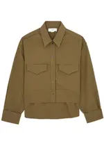 Victoria Beckham Cropped Cotton-poplin Shirt - Green - 10 (UK10 / S) 10 (UK10 / S)