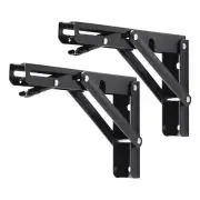 Folding Shelf Brackets 8 Inch Heavy Duty Collapsible Shelf Bracket Black DIY ...