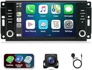 7" Wireless& Wired Car Stereo,Android 13.0 HD Touchscreen with CarPlay & Android Auto for Dodge Grand Caravan 2008-2020, Backup AHD Camera/Bluetooth/GPS/MIC 2GB +32GB