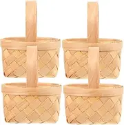 INOOMP 4pcs Hand Woven Basket Woven Storage Baskets Straw Jute Nursery Gifting Soft Weaving Indoor Hampers Rustic Wicker Hand Fabric Handwoven Give Decorative Favors Wedding Present Wooden