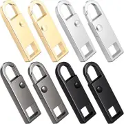 HINZIC 8PCS Zipper Pull Replacement Black, Silver, Gold, Brilliant Black
