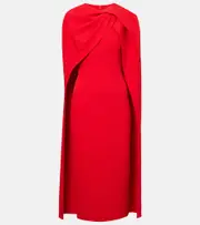 [Safiyaa] Safiyaa Cape-detail midi dress AU 12 red