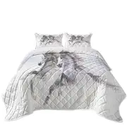 Two Gorgeous Running Horses the Snow Horses Coverlet